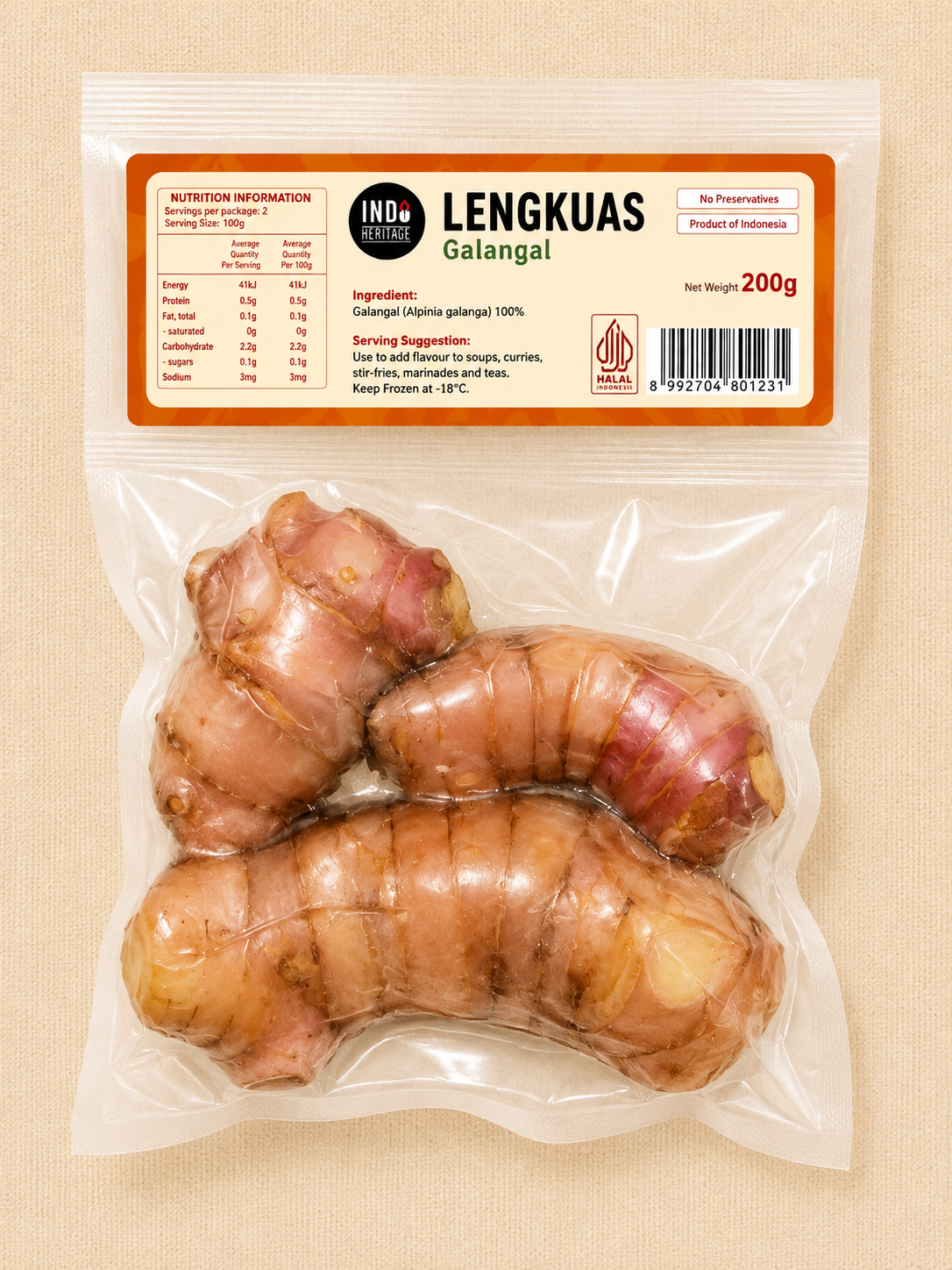IH Frozen Galangal (Lengkuas) 200g