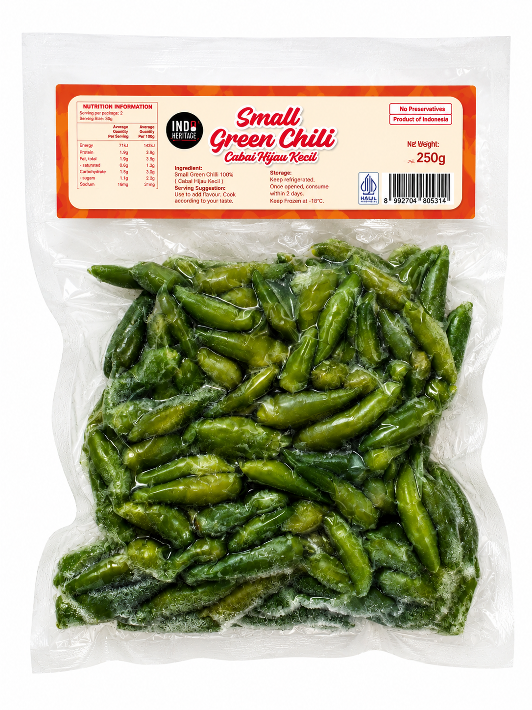 IH Frozen Small Green Chilli (Cabai Hijau) 250g